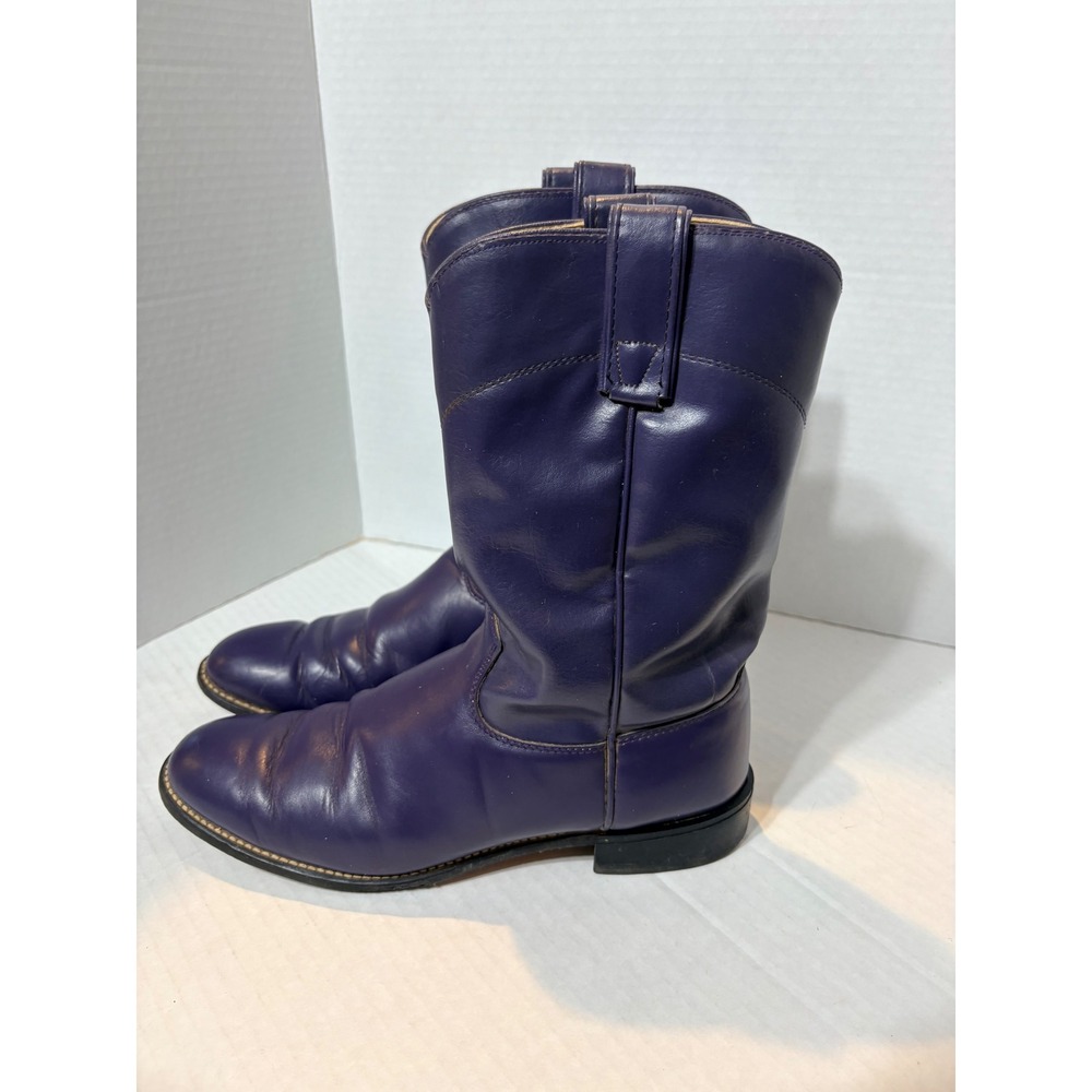 Texas Brand Vintage Purple Leather Roper Western Boots 4428 USA Made Womens 8M